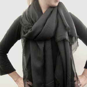 Large oversize featherweight scarf- 4 side fringe